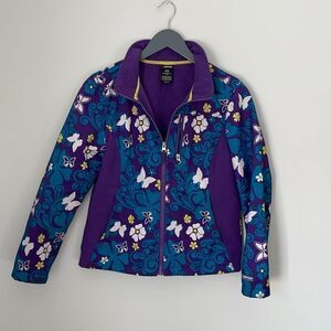 Girls Xpedition Jacket- Size XL 14/16 Purple, Teal and‎ Yellow.